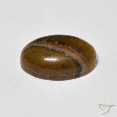 Ojo de Tigre Marrón amarillento natural de 4.24 ct, Ovalada, Opaco