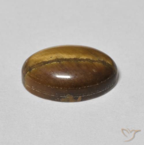 Ojo de Tigre Marrón amarillento natural de 3.78 ct, Ovalada, Opaco