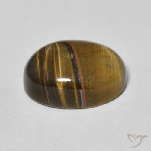 Ojo de Tigre Marrón amarillento natural de 6.95 ct, Ovalada, Opaco