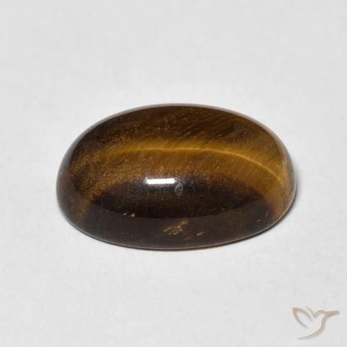 Ojo de Tigre Marrón medio natural de 6.35 ct, Ovalada, Opaco