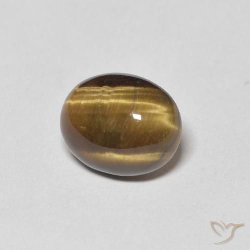 Ojo de Tigre Marrón dorado natural de 3.85 ct, Ovalada, Opaco