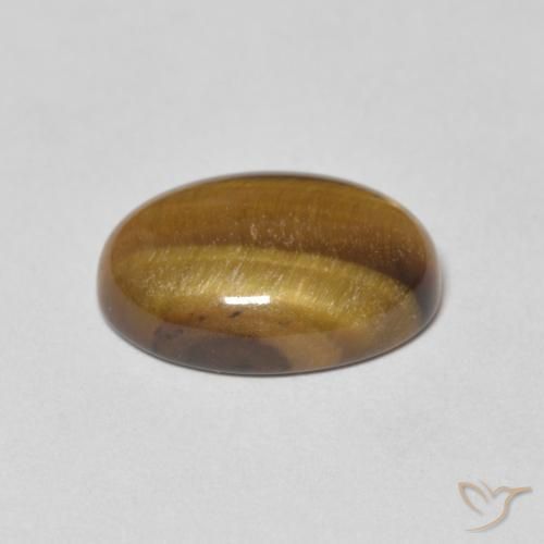 Ojo de Tigre Marrón amarillento natural de 5.46 ct, Ovalada, Opaco