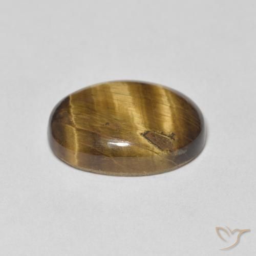 Ojo de Tigre Marrón amarillento natural de 8.10 ct, Ovalada, Opaco