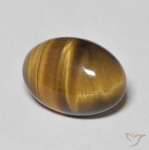 Ojo de Tigre Marrón amarillento natural de 6.02 ct, Ovalada, Opaco
