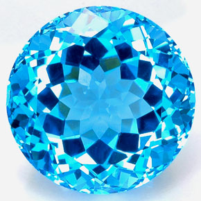 Topacio azul natural de 35,67 ct, corte redondo, VVS