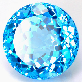 Topacio azul natural de 35,67 ct, corte redondo, VVS
