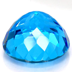 Topacio azul natural de 35,67 ct, corte redondo, VVS