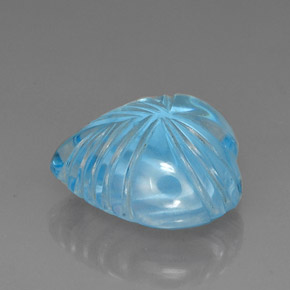 Topacio azul natural de 27,79 ct, forma de corazón, transparente
