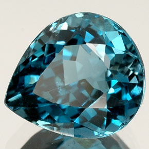 Topacio azul natural de 2,84 ct, en forma de pera, VVS-VS