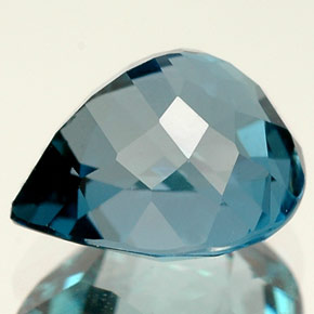Topacio azul natural de 2,84 ct, en forma de pera, VVS-VS