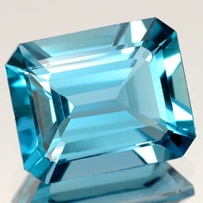 Topacio azul natural de 5,23 ct, corte esmeralda, VS