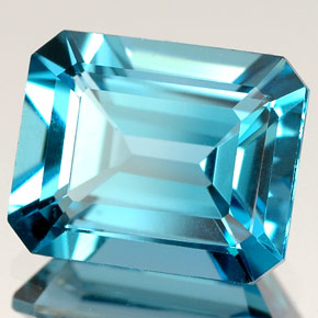 Topacio azul natural de 5,23 ct, corte esmeralda, VS