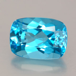 Topacio azul natural de 3,58 ct, corte cojín, VVS