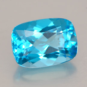 Topacio azul natural de 3,58 ct, corte cojín, VVS