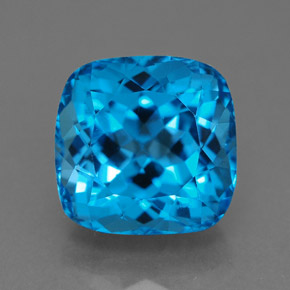 Topacio azul natural de 6,62 ct, corte cojín, VS