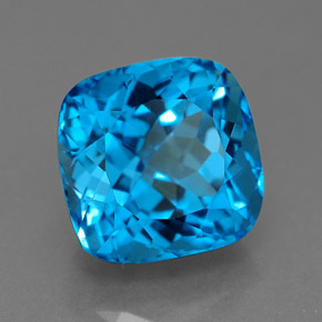 Topacio azul natural de 6,62 ct, corte cojín, VS