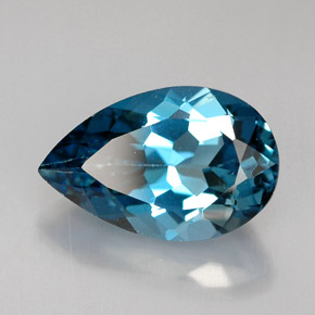 Topacio azul natural de 5,24 ct, en forma de pera, VS