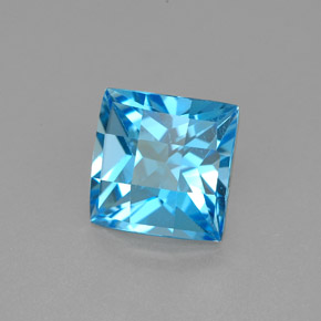 Topacio azul natural de 3,20 ct, cuadrado, VVS-VS