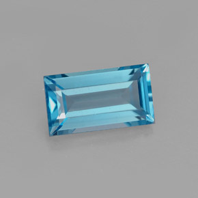 Topacio azul natural de 1,83 ct, baguette, VVS