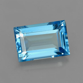 Topacio azul natural de 2,17 ct, baguette, VS