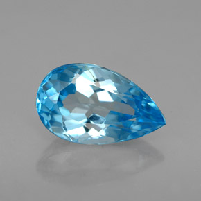 Topacio azul natural de 2,40 ct, en forma de pera, VVS-VS