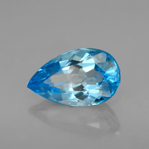 Topacio azul natural de 2,40 ct, en forma de pera, VVS-VS