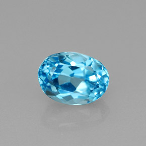 Topacio azul natural de 1,81 ct, corte óvalo, VS