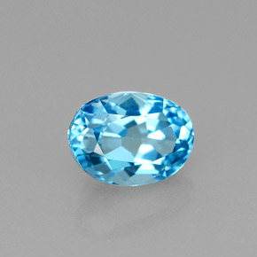 Topacio azul natural de 1,81 ct, corte óvalo, VS
