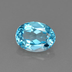 Topacio azul natural de 1,84 ct, corte óvalo, VVS-VS