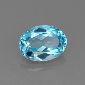 Topacio azul natural de 1,84 ct, corte óvalo, VVS-VS
