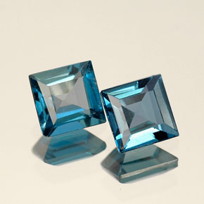 Gemas de topacio azul natural de  ct, cuadrado, VVS-VS