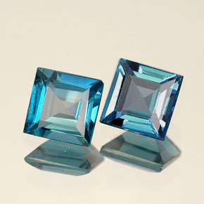 Gemas de topacio azul natural de  ct, cuadrado, VVS-VS