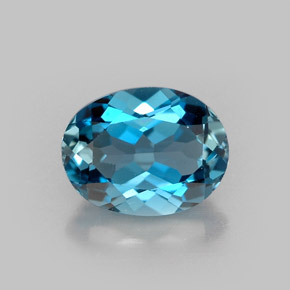 Topacio azul natural de 1,61 ct, corte óvalo, VVS
