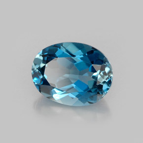 Topacio azul natural de 1,61 ct, corte óvalo, VVS