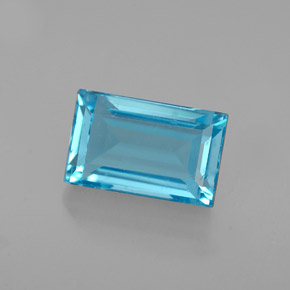 Topacio azul natural de 2,47 ct, baguette, VS