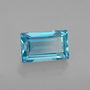 Topacio azul natural de 2,47 ct, baguette, VS