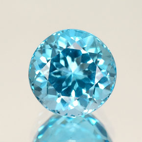 Topacio azul natural de 2,73 ct, corte redondo, IF