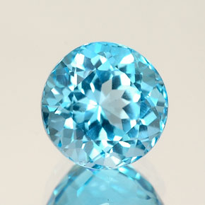 Topacio azul natural de 2,73 ct, corte redondo, IF