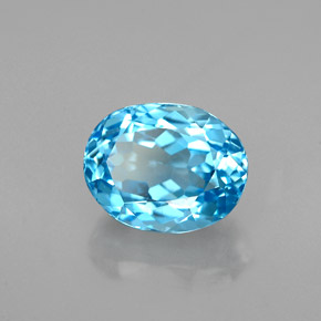 Topacio azul natural de 2,84 ct, corte óvalo, VVS