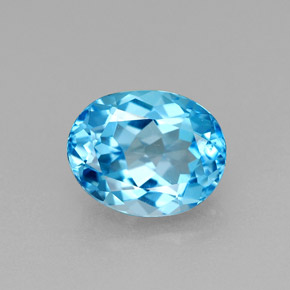 Topacio azul natural de 2,48 ct, corte óvalo, VVS