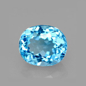 Topacio azul natural de 2,19 ct, corte óvalo, VVS-VS