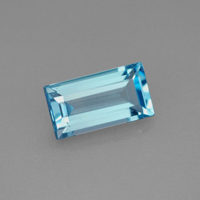 Topacio azul natural de 1,93 ct, baguette, VS