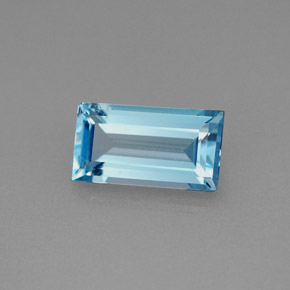 Topacio azul natural de 1,93 ct, baguette, VS