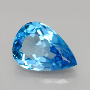 Topacio azul natural de 9,79 ct, en forma de pera, VVS