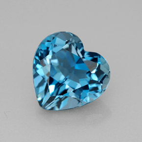 Topacio azul natural de 4,23 ct, forma de corazón, VVS