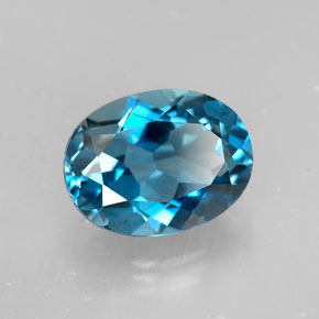 Topacio azul natural de 1,64 ct, corte óvalo, VVS