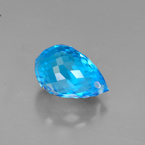 Topacio azul natural de 2,23 ct, briolette, VVS