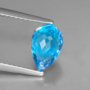 Topacio azul natural de 2,23 ct, briolette, VVS