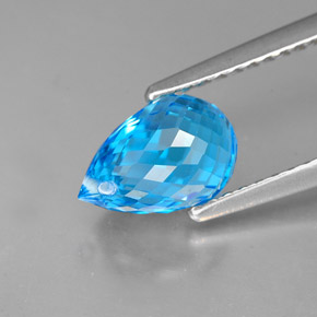 Topacio azul natural de 2,23 ct, briolette, VVS