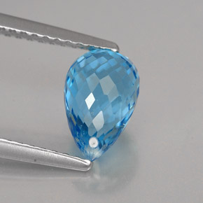 Topacio azul natural de 2,25 ct, briolette, VVS
